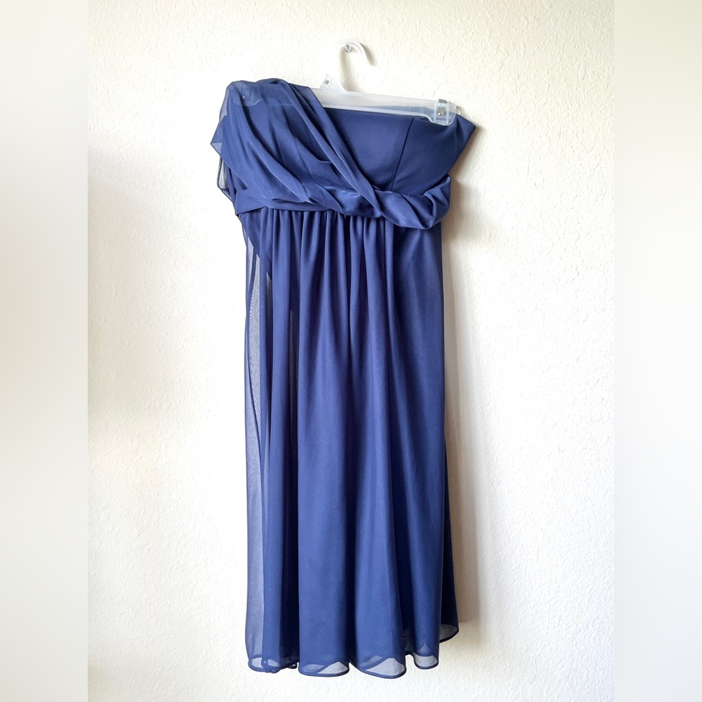 David's Bridal Short Illusion Mesh Bridesmaid Dress
